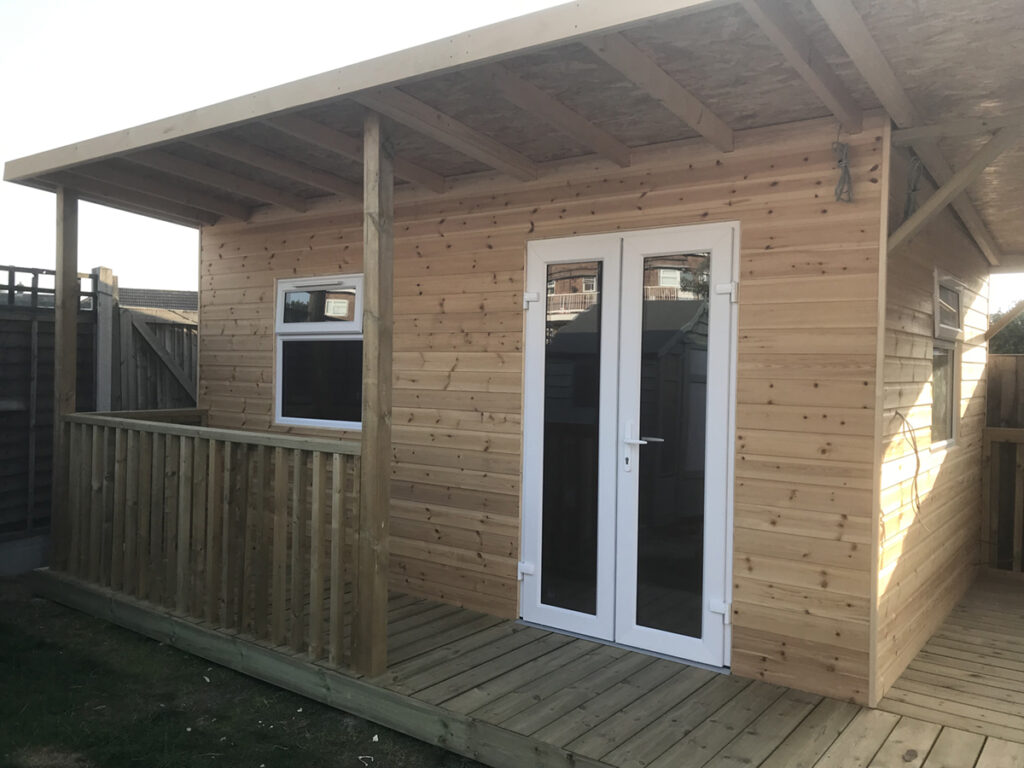 Cabin and covered decking