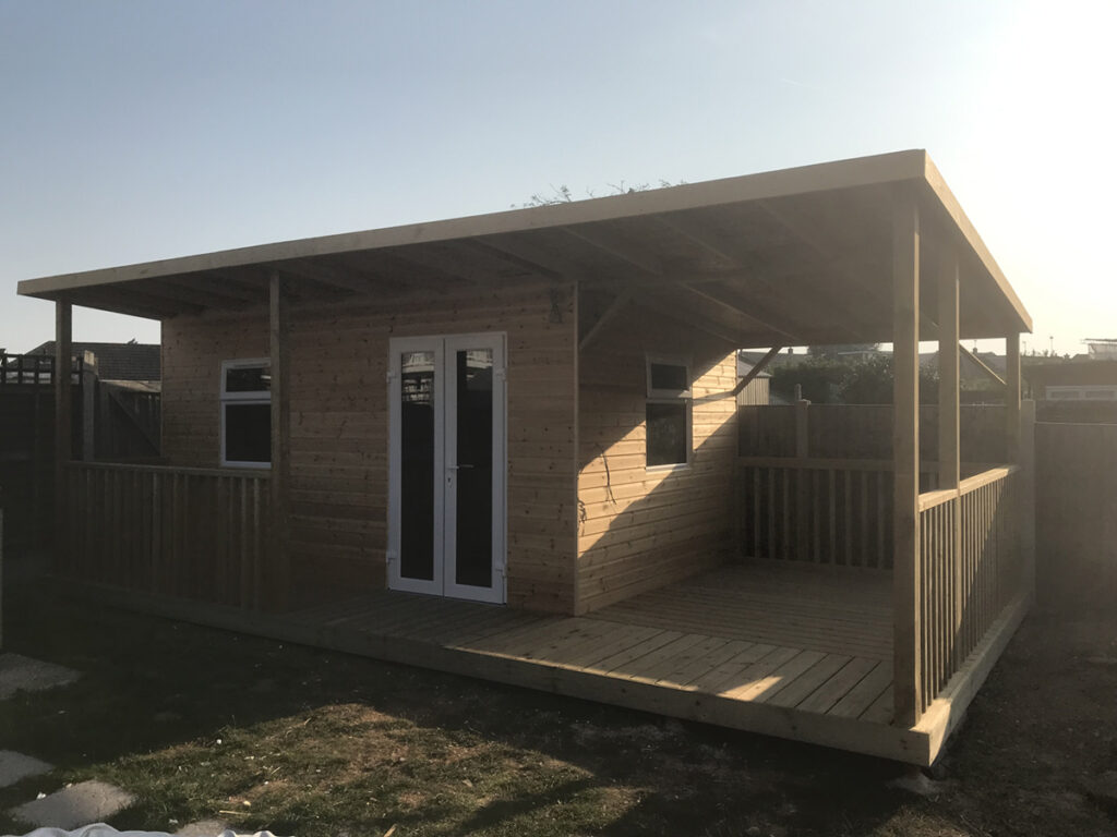 Cabin and covered decking
