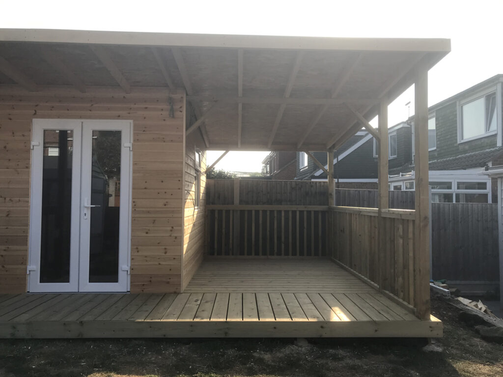 Cabin and covered decking