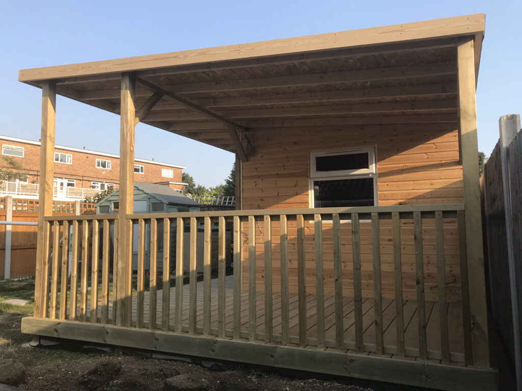 Cabin and covered decking