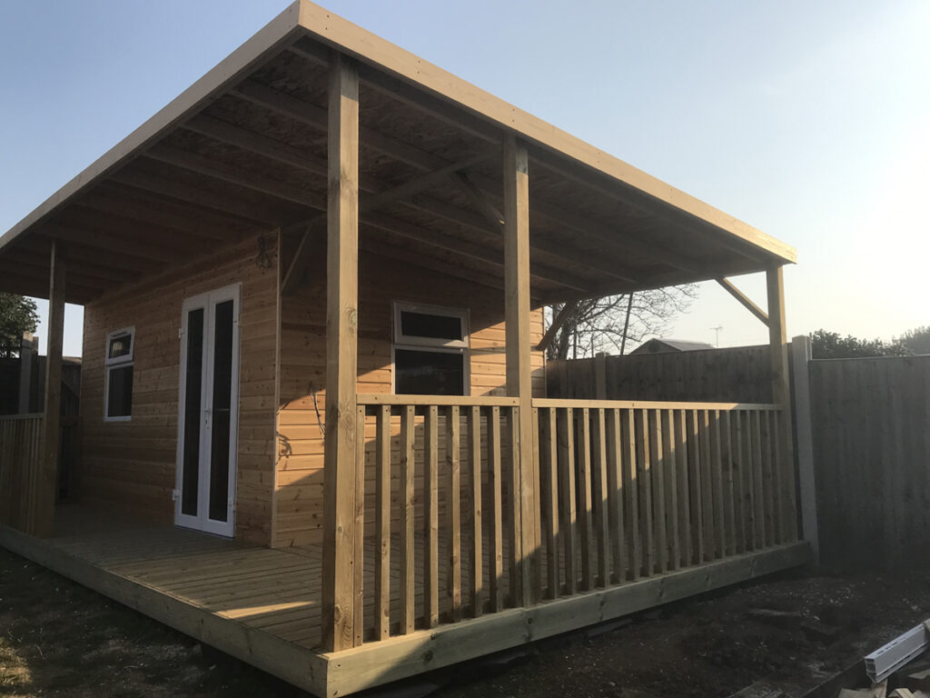 Cabin and covered decking