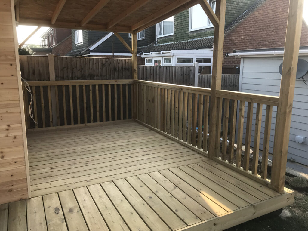 Cabin and covered decking